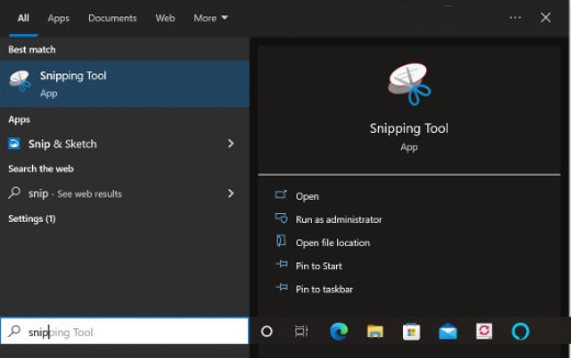Snipping tool Windows