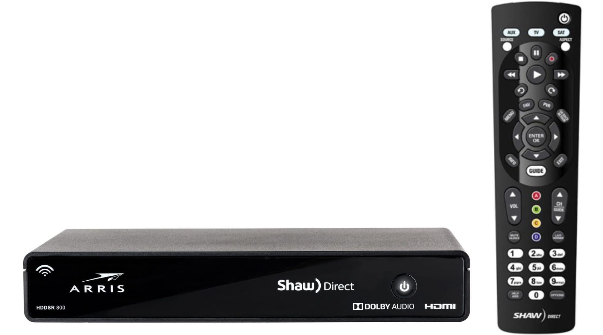 Shaw Direct decoder and remote with TV