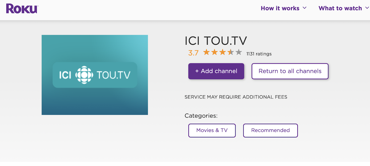 Application Ici Tou TV sur Roku
