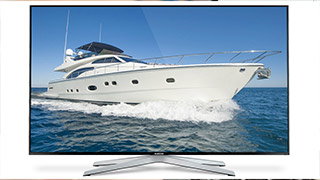 TV featuring a boat with satellite TV antenna