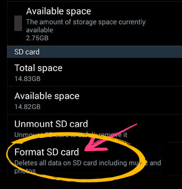Format SD Card Android