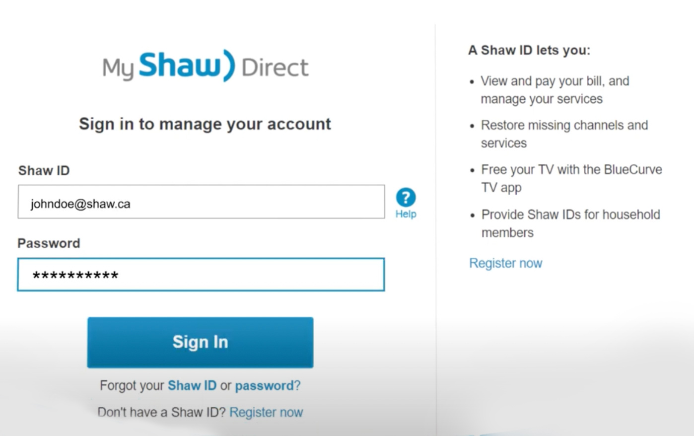 Login to Shaw Direct